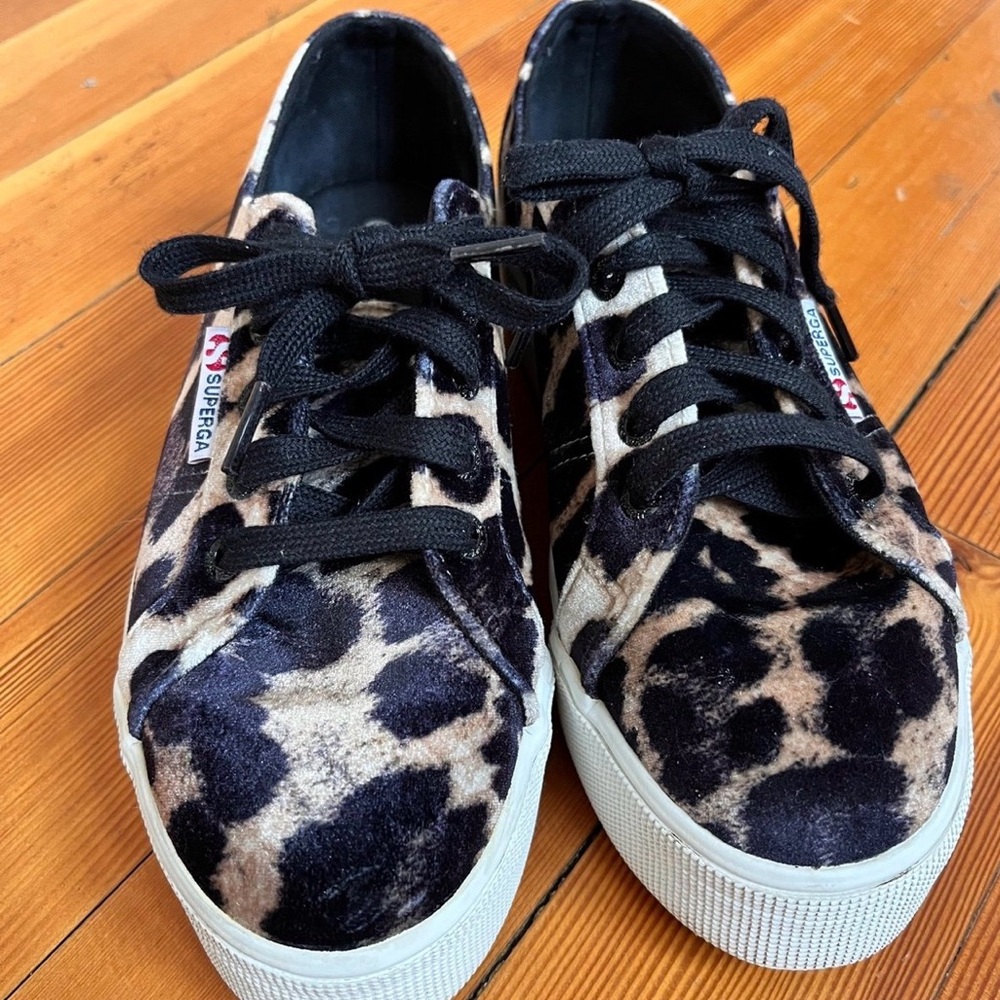 Superga Leopard-Print Platform Sneakers - Black & Tan